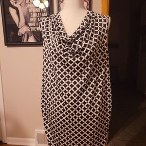 CLOSE OUT Dana Buchman black/white geometric print sleeveless tunic xl